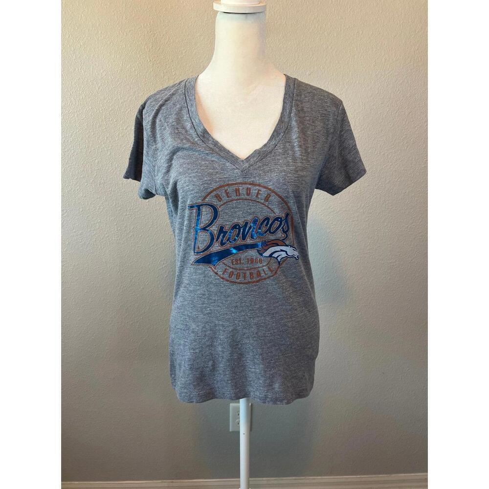 NFL Team Apparel Denver Broncos Short Sleeve TShirt Gray Size Medium
